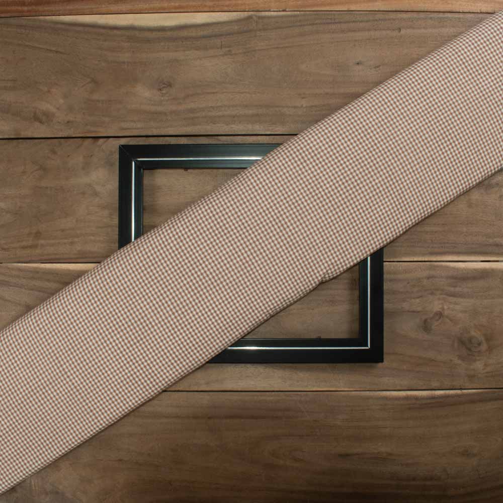 Check Brown and White Pure Cotton 95 GSM Handwoven Fabric