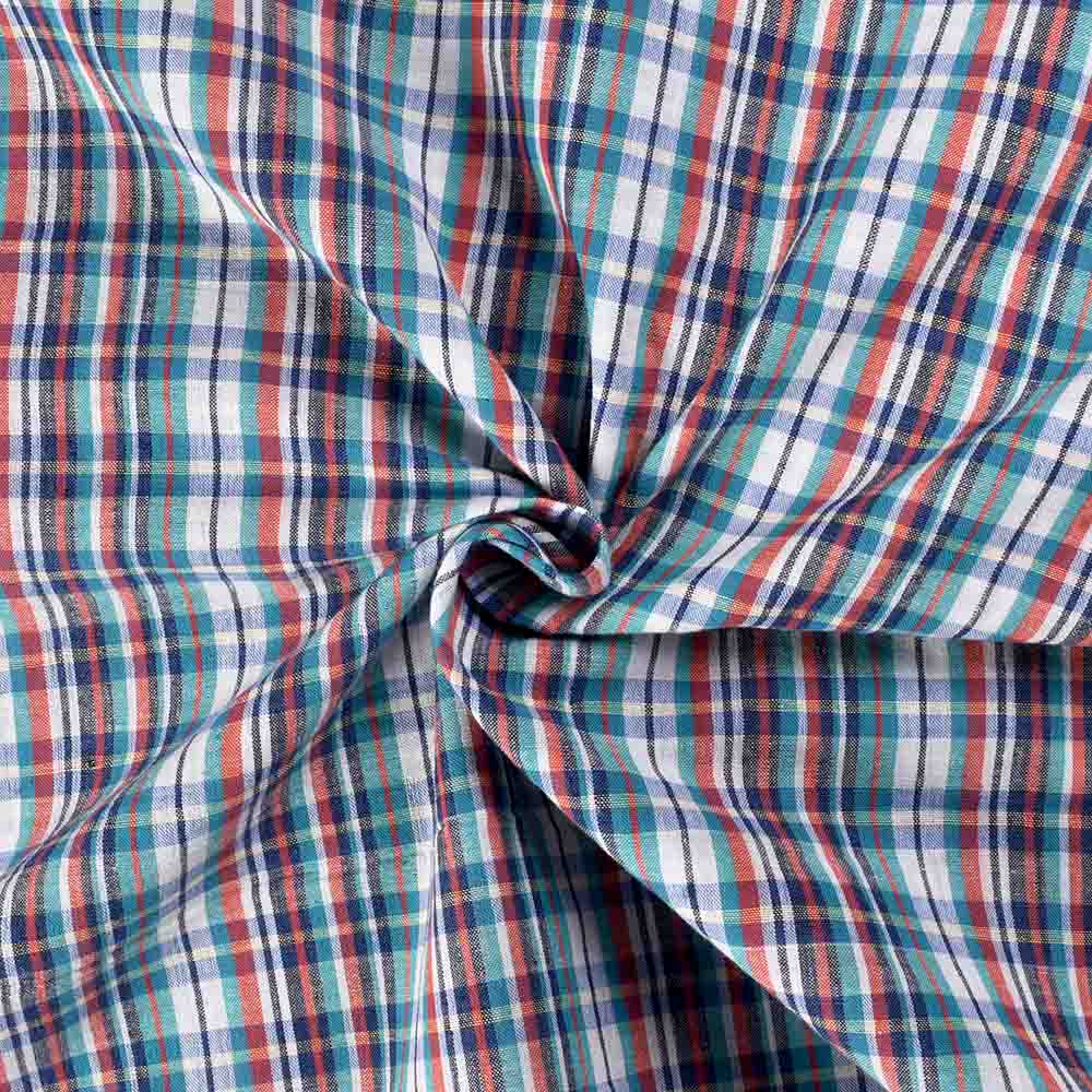 Check Multicolour Pure Cotton 95 GSM Handwoven Fabric 481