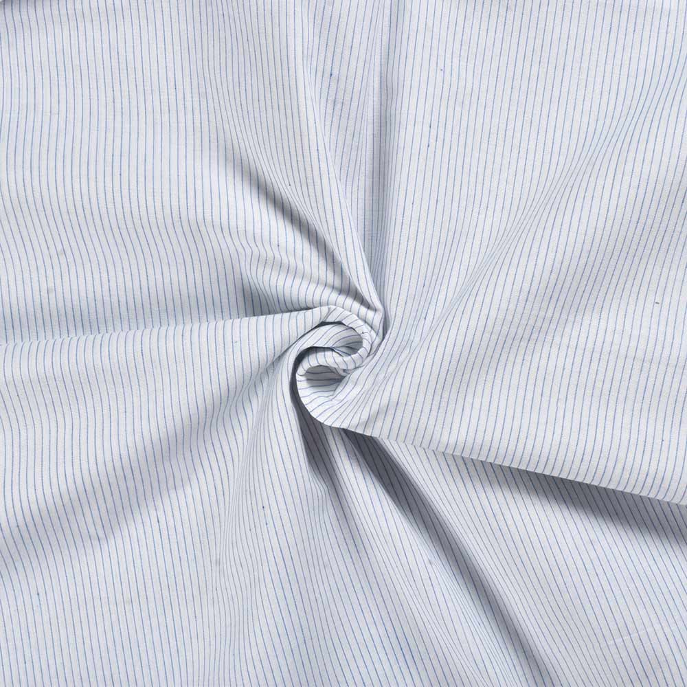 Pinstripe Blue & White Pure Cotton 70 GSM Handwoven Fabric