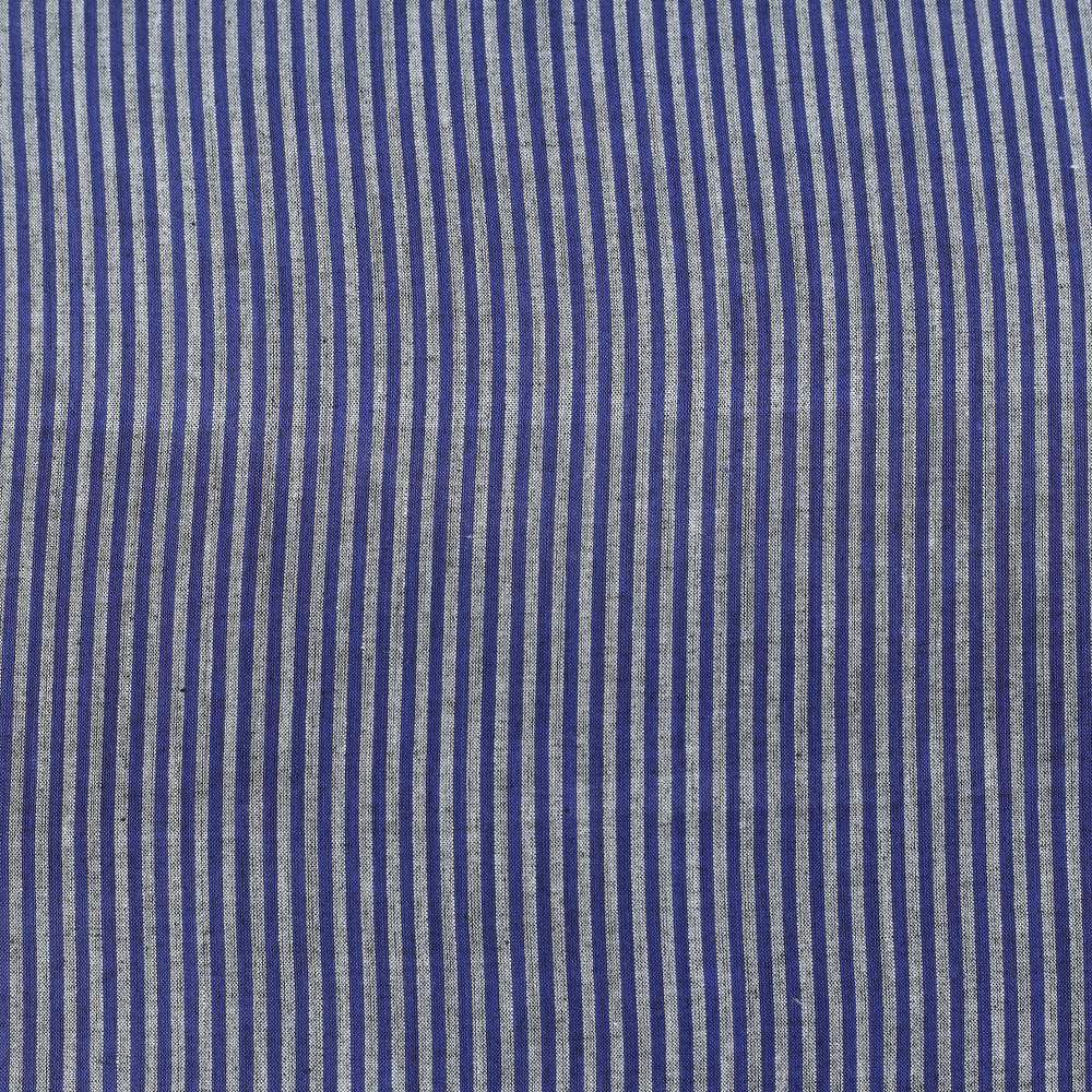 STRIPE DARK BLUE PURE COTTON 87 GSM HANDWOVEN FABRIC I