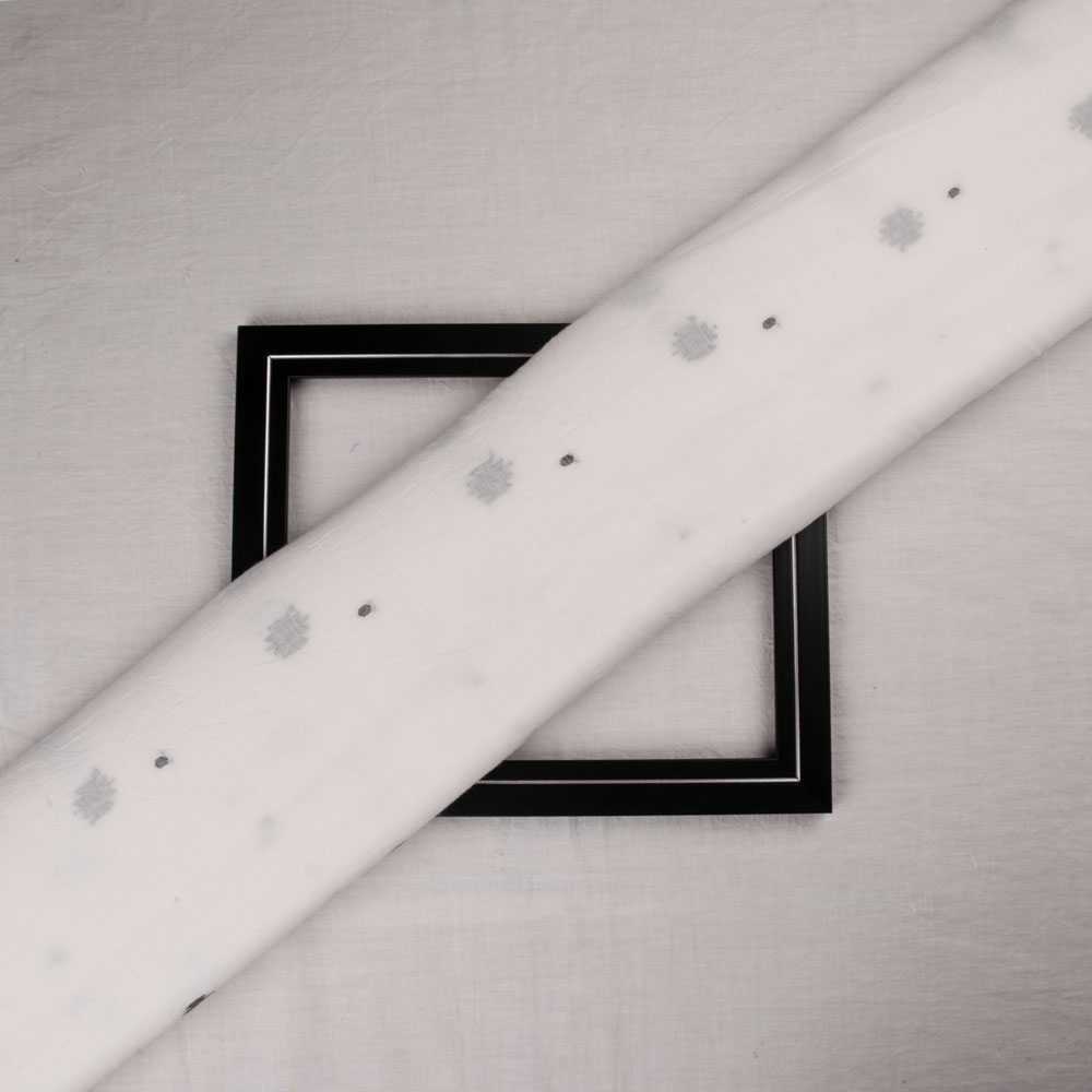 Geometric White Jamdani Pure Cotton 55 GSM Fabric 17