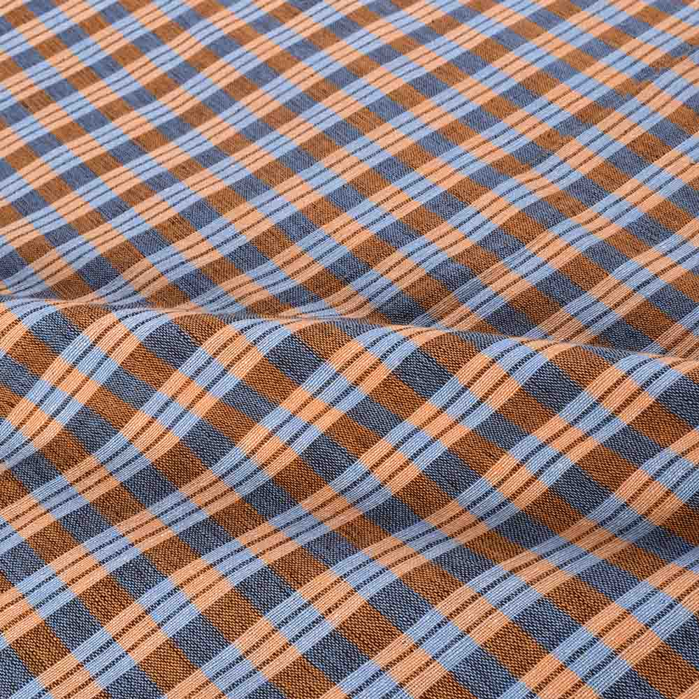 CHECK BLACK YELLOW KHADI COTTON 110 GSM HANDWOVEN FABRIC