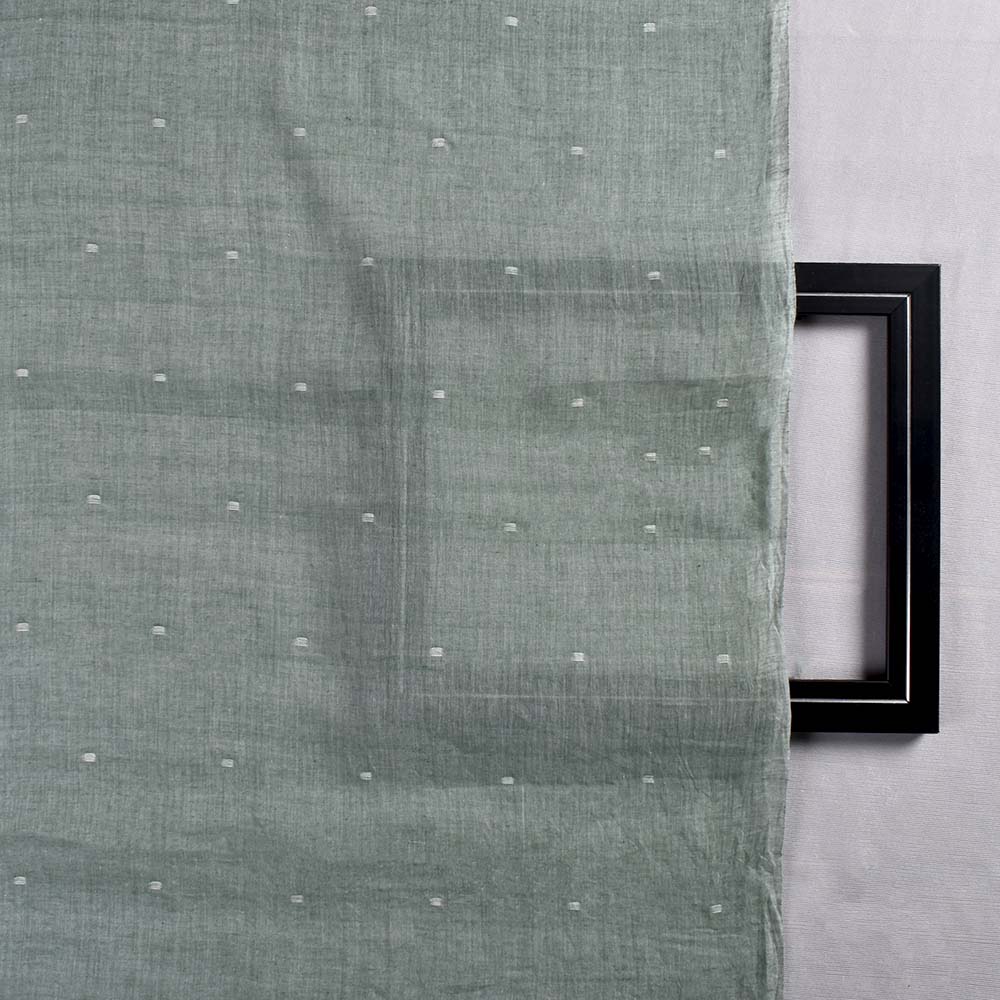 GREEN GEOMETRIC JAMDANI PURE COTTON 55 GSM HANDWOVEN FABRIC