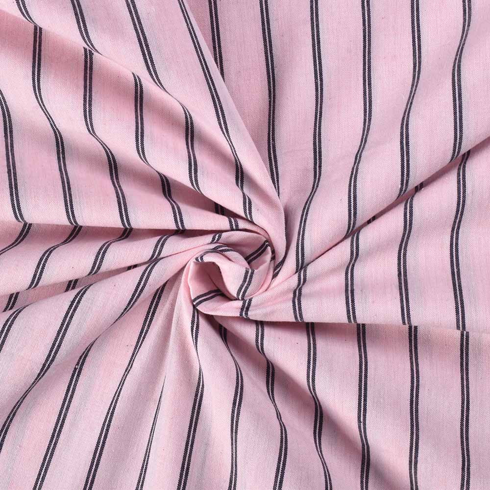 Stripe Black Pink Pure Cotton 120 GSM Handwoven Fabric