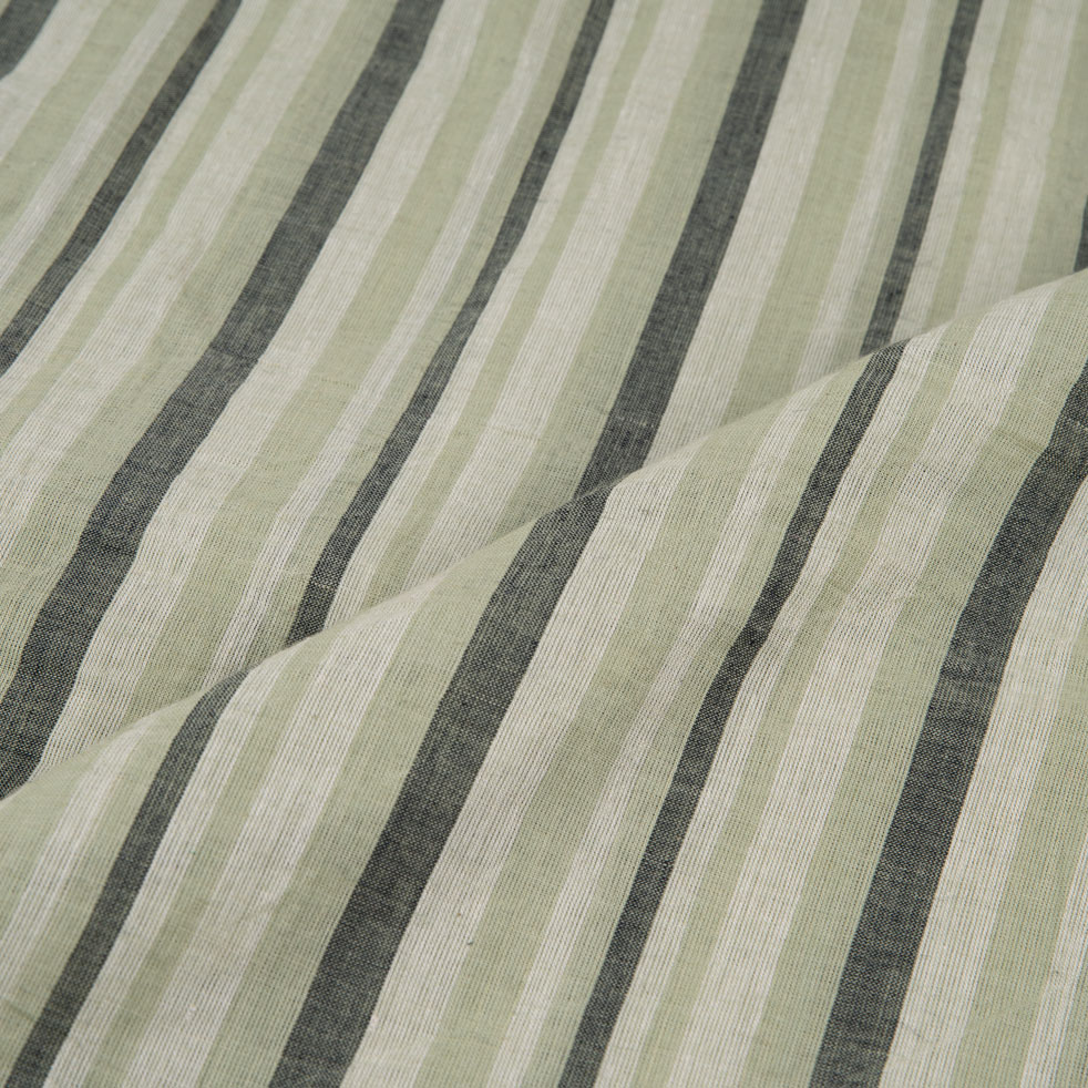 STRIPE LIGHT GREEN PURE COTTON 64 GSM HANDWOVEN FABRIC