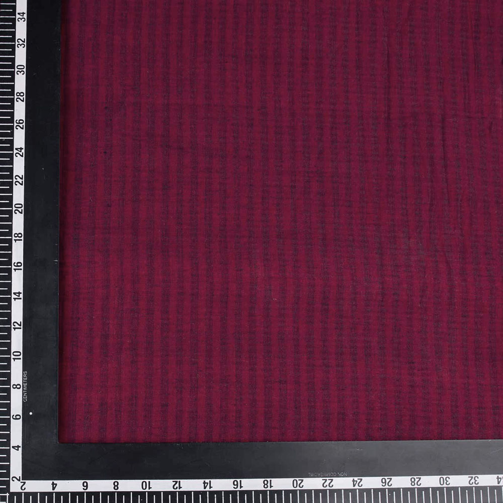STRIPE MAROON PURE COTTON 92 GSM HANDWOVEN FABRIC