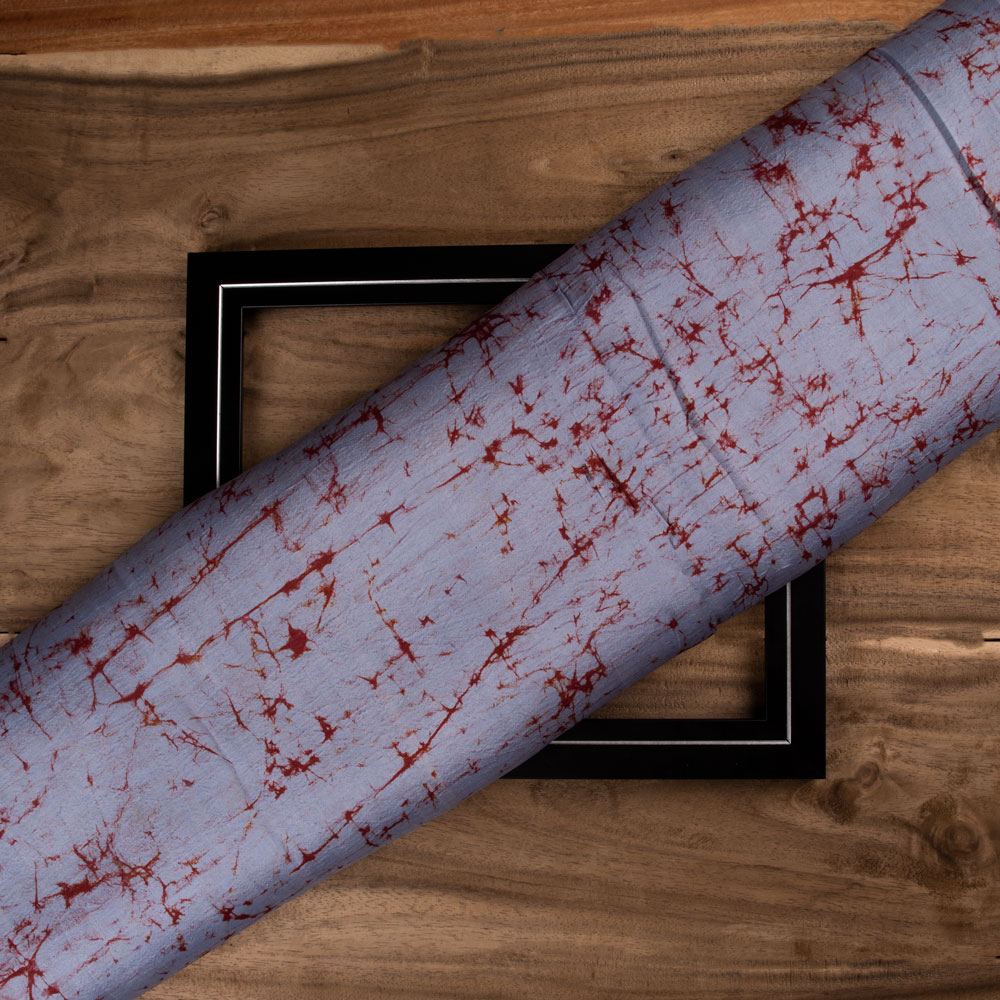 Abstract Blue Brown Batik Mulberry Silk 40 GSM Fabric
