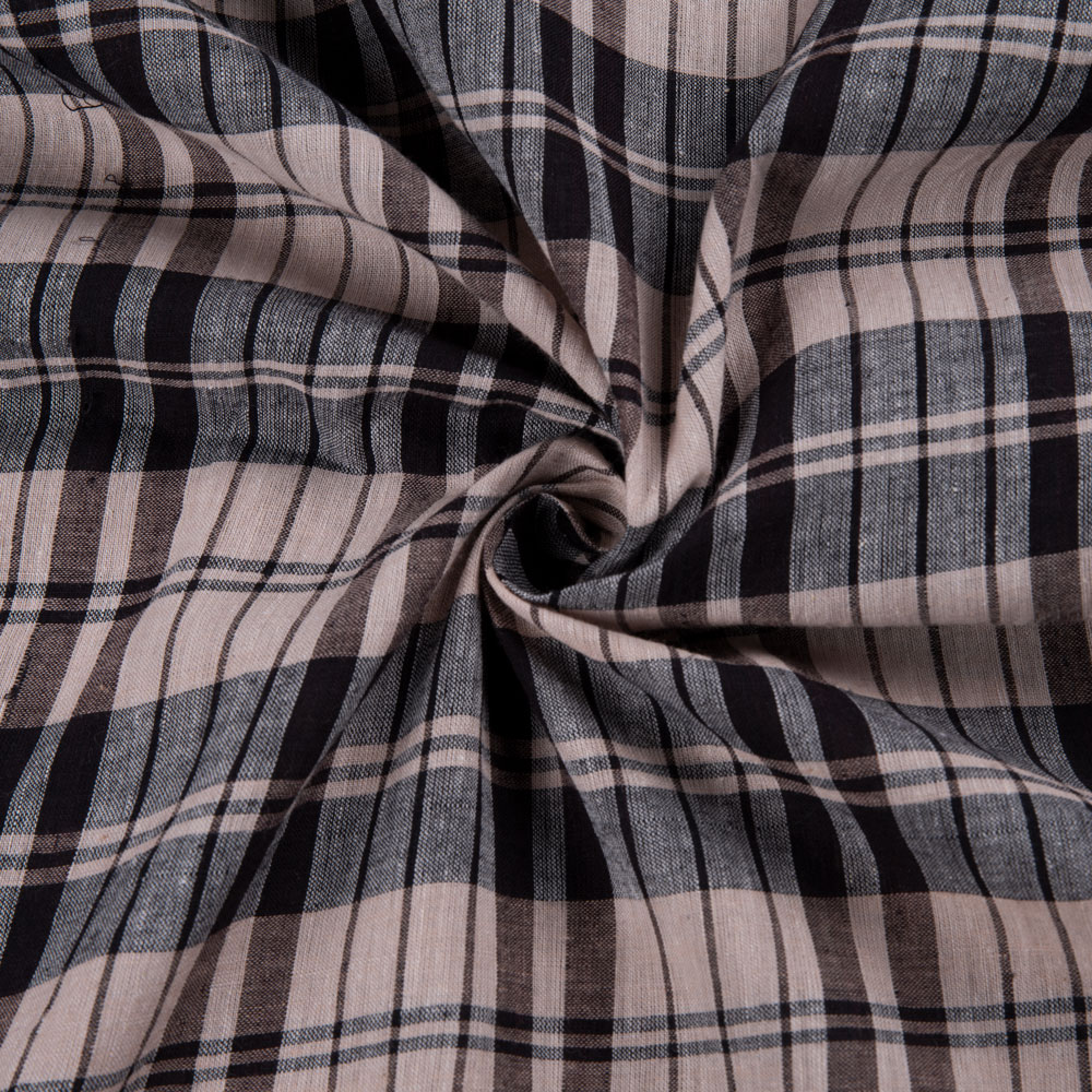 Check Grey Pure Cotton 70 GSM Handwoven Fabric