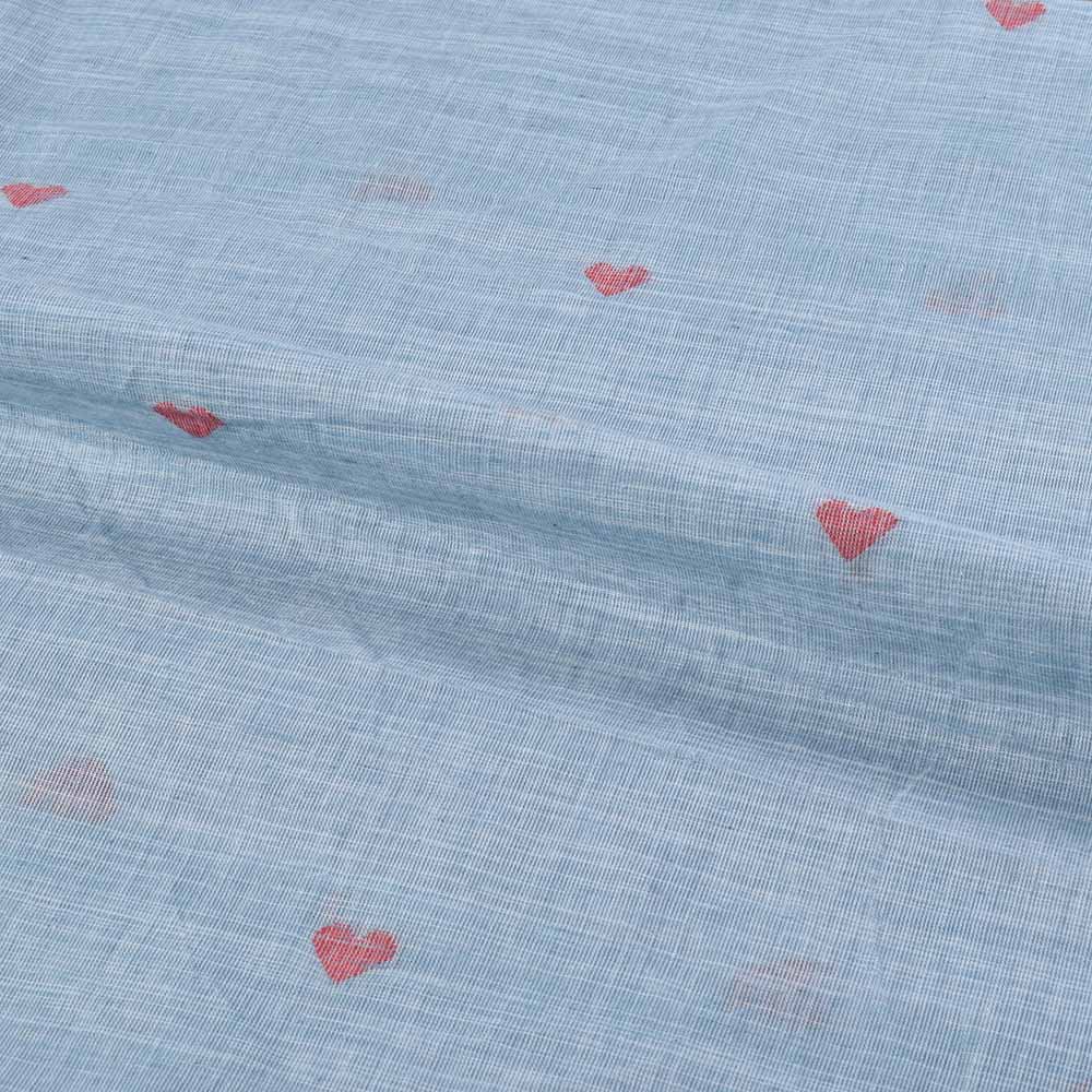 Detailed view of Jamdani fabric with a geometric pattern
