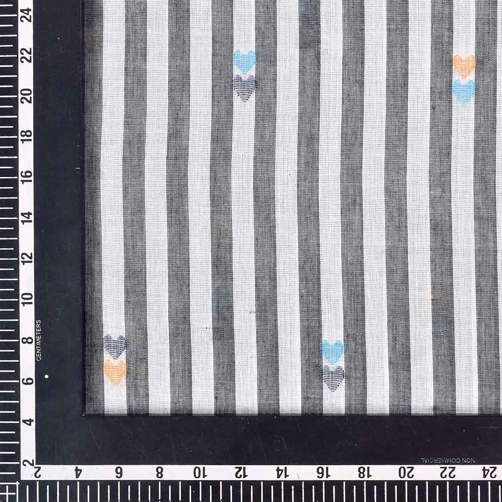 Black and White Jamdani Pure cotton 63 GSM Handwoven fabric