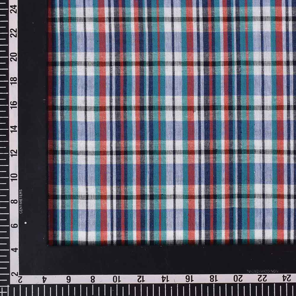 CHECK MULTICOLOUR PURE COTTON 90 GSM HANDWOVEN FABRIC 486