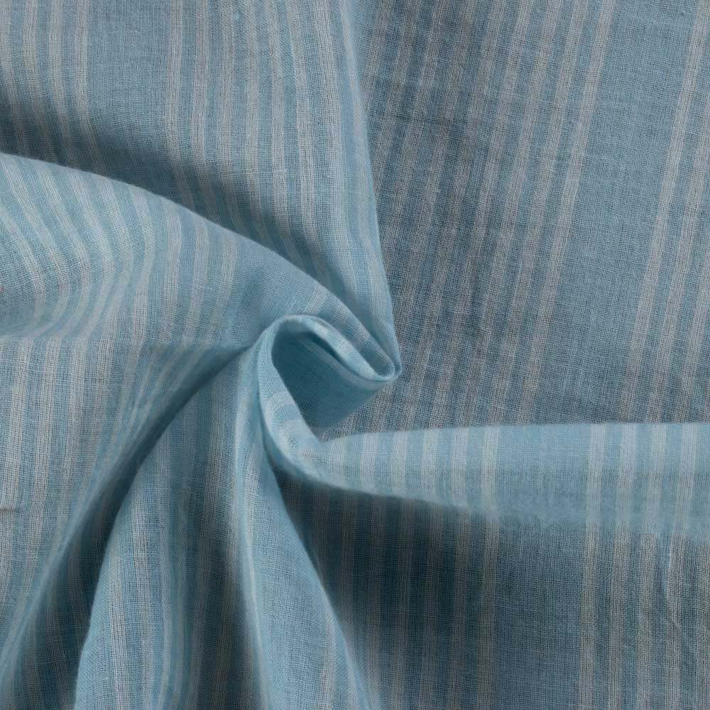 Stripe Blue Natural Indigo Dyed 62 GSM Handwoven Fabric