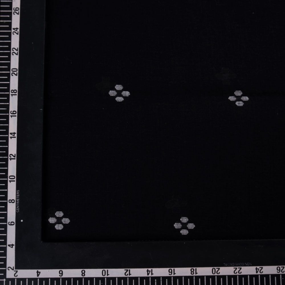 GEOMETRIC BLACK JAMDANI PURE COTTON 56 GSM HANDWOVEN FABRIC
