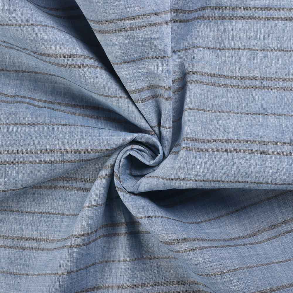 Stripe Blue Black Pure Cotton 63 GSM Handwoven Fabric
