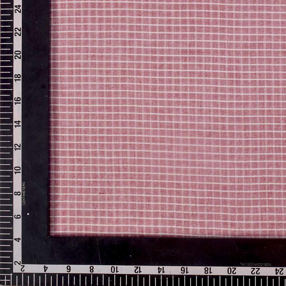 CHECK PINK PURE COTTON 92 GSM HANDWOVEN FABRIC