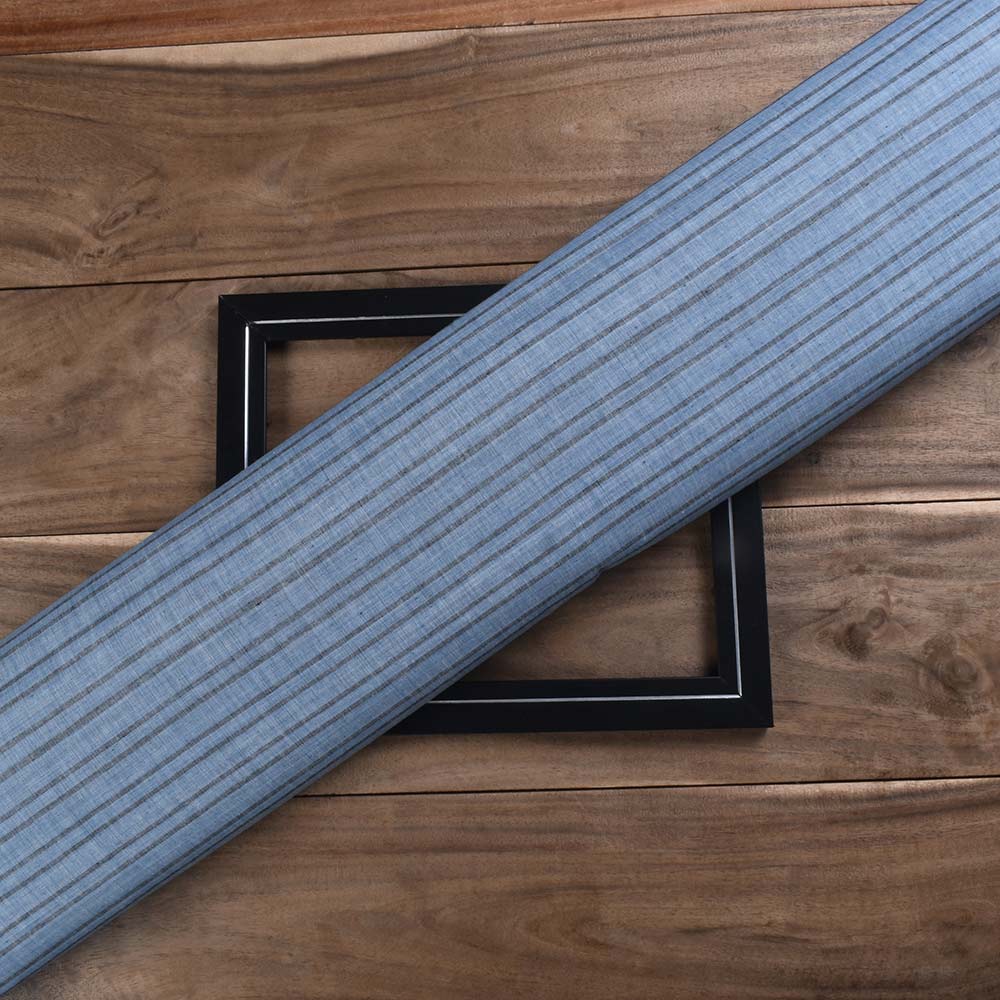 Stripe Blue & Black Pure Cotton 64 GSM Handwoven Fabric