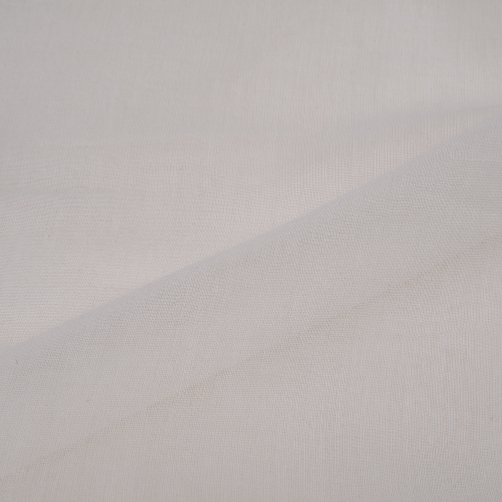 White Cotton Chiffon 35 GSM Handwoven Fabric - Bleached White & Dyeable