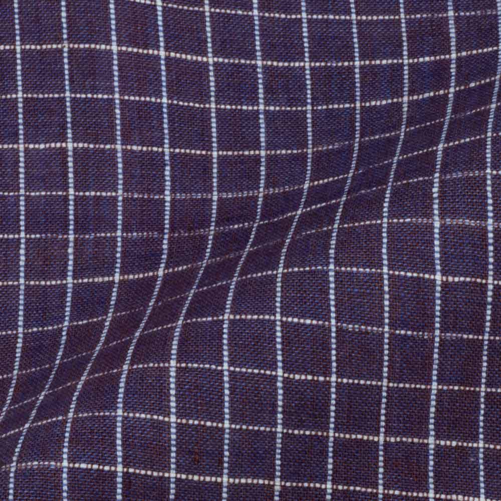 Check Purple Khadi Cotton 90 GSM Handwoven Fabric