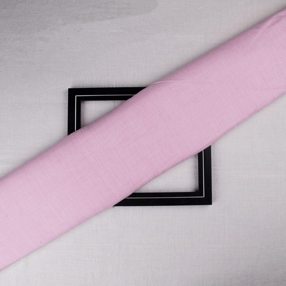 Stripe Baby Pink Pure Cotton 87 GSM Handwoven Fabric
