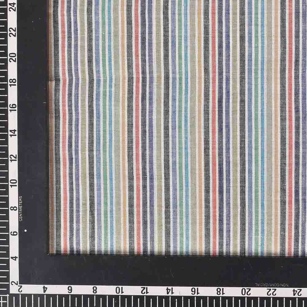 STRIPE MULTICOLOUR PURE COTTON 105 GSM HANDWOVEN FABRIC