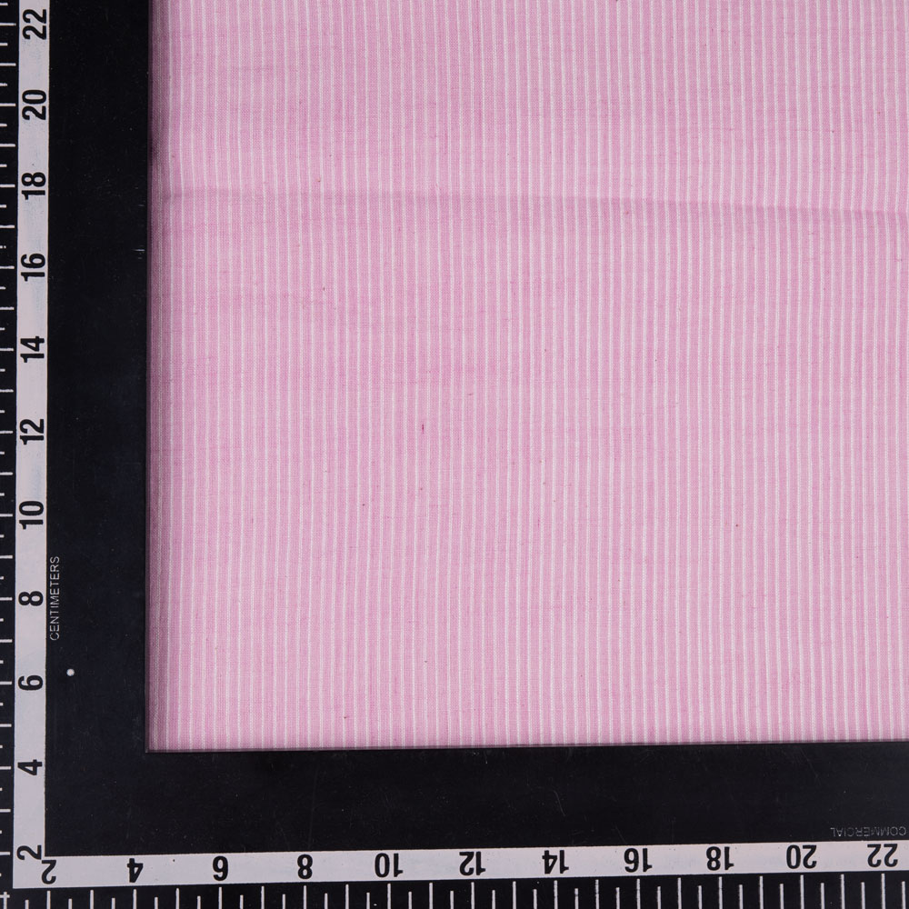STRIPE BABY PINK PURE COTTON 87 GSM HANDWOVEN FABRIC