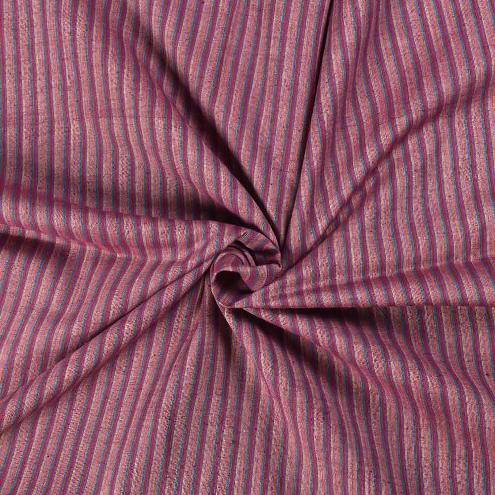 Stripe Purple Multicolour Pure Cotton 76 GSM Handwoven Fabric