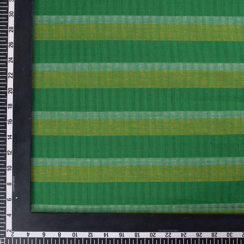 STRIPE GREEN PURE COTTON 92 GSM HANDWOVEN FABRIC 126