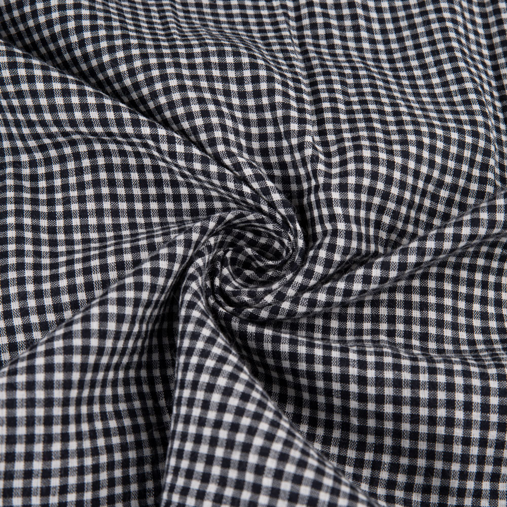 Check Black & White Pure Cotton 80 GSM Handwoven Fabric 278
