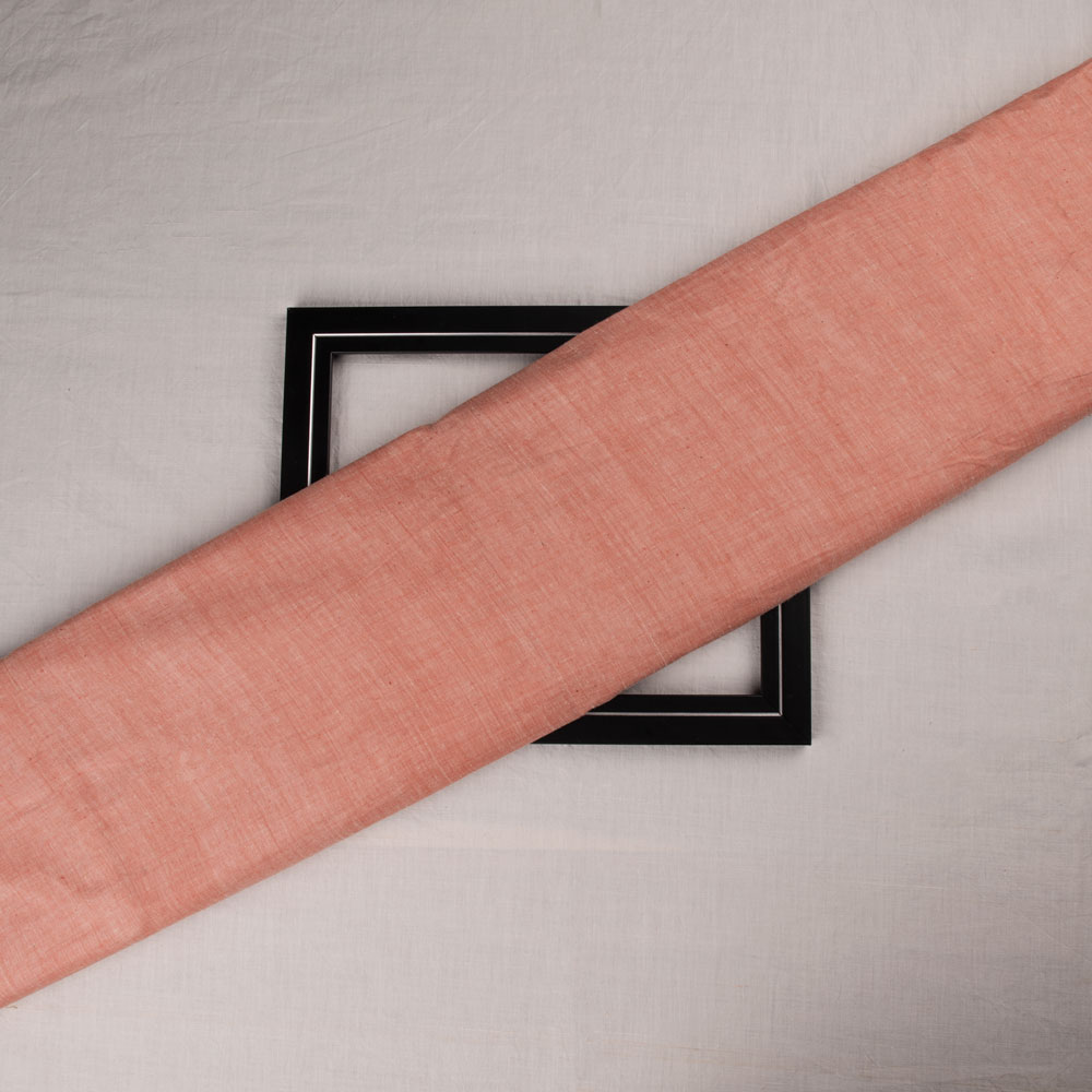 Chambray Orange Khadi Cotton 75 GSM Handwoven Fabric H51