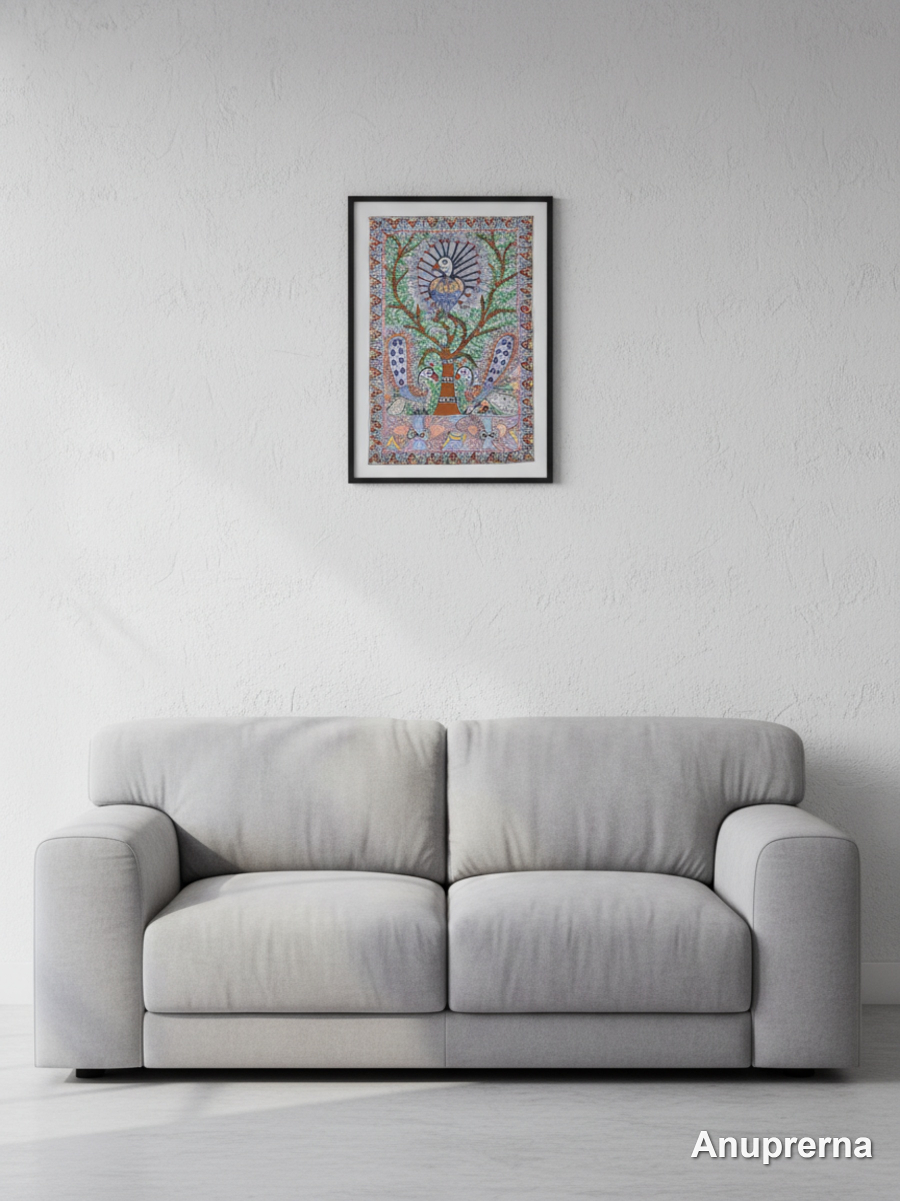 Dance of the Peacocks Madhubani Wall Art Decor