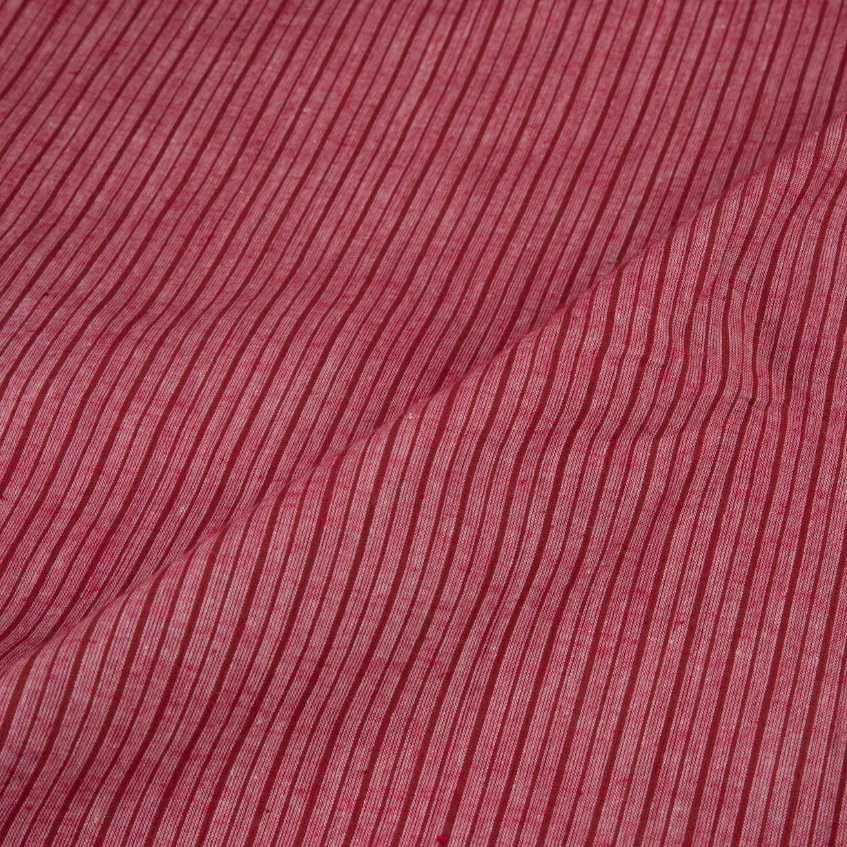PINSTRIPE RED PURE COTTON 63 GSM HANDWOVEN FABRIC