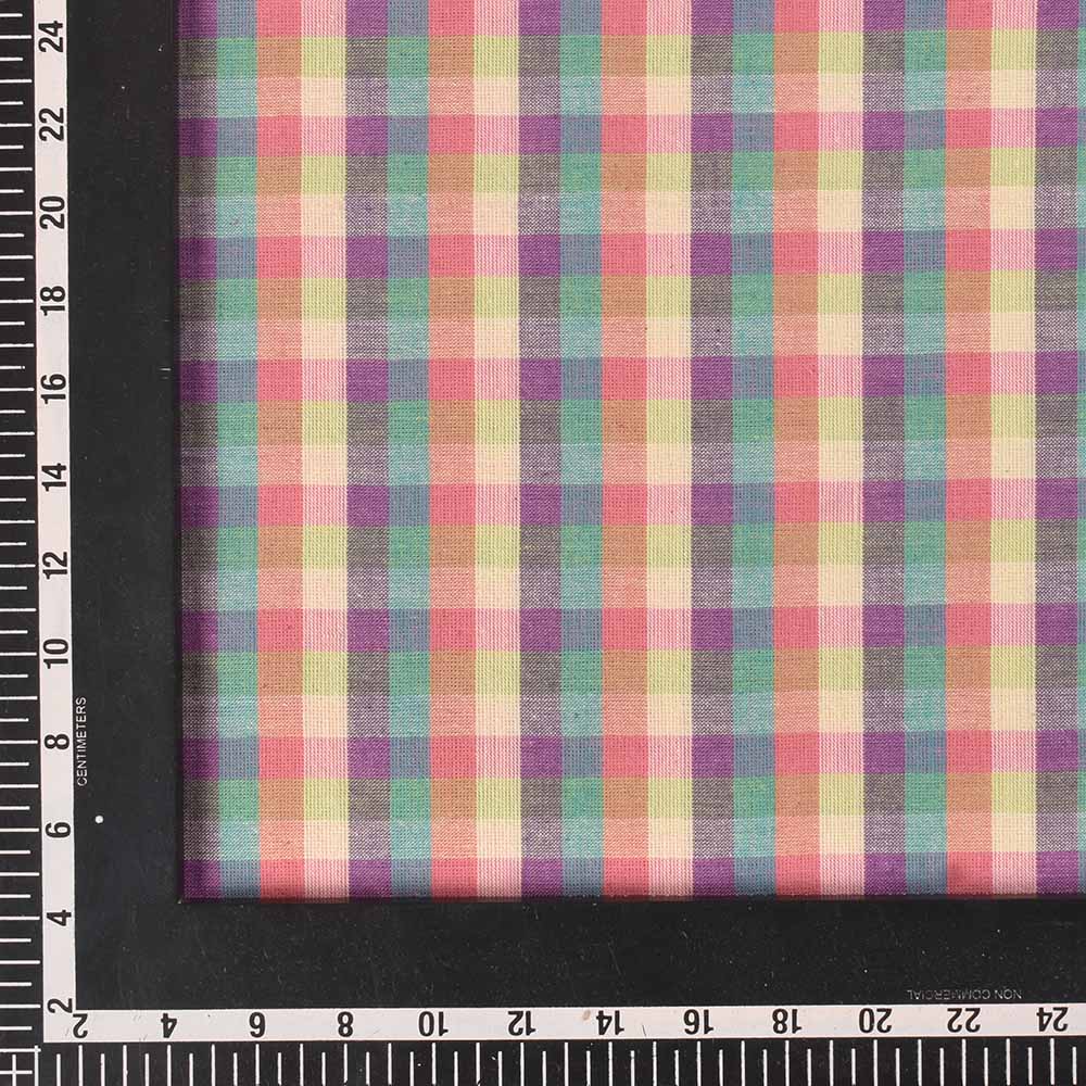 CHECK MULTICOLOUR PURE COTTON 100 GSM HANDWOVEN FABRIC 462