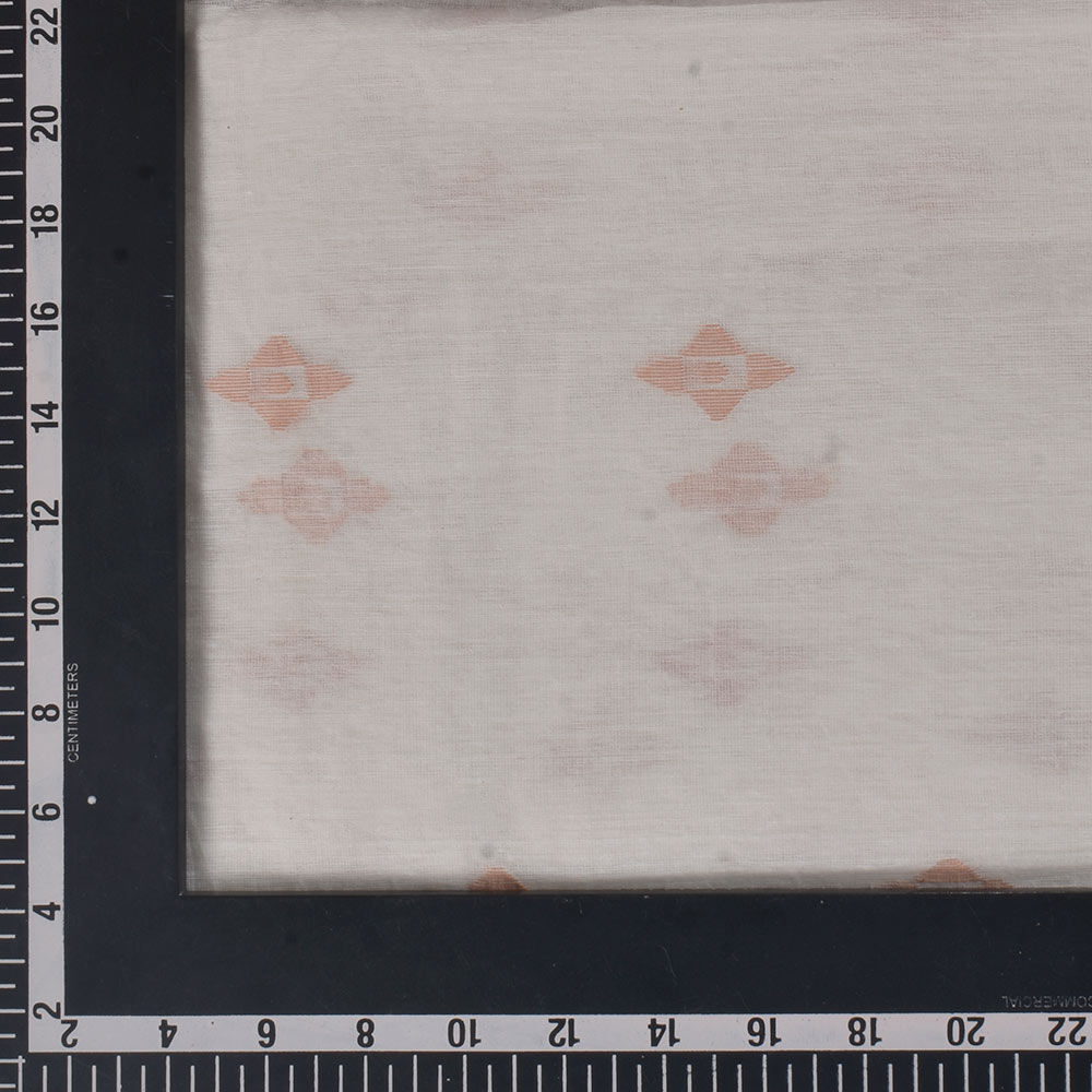 GEOMETRIC WHITE JAMDANI COTTON SILK BLEND 62 GSM FABRIC
