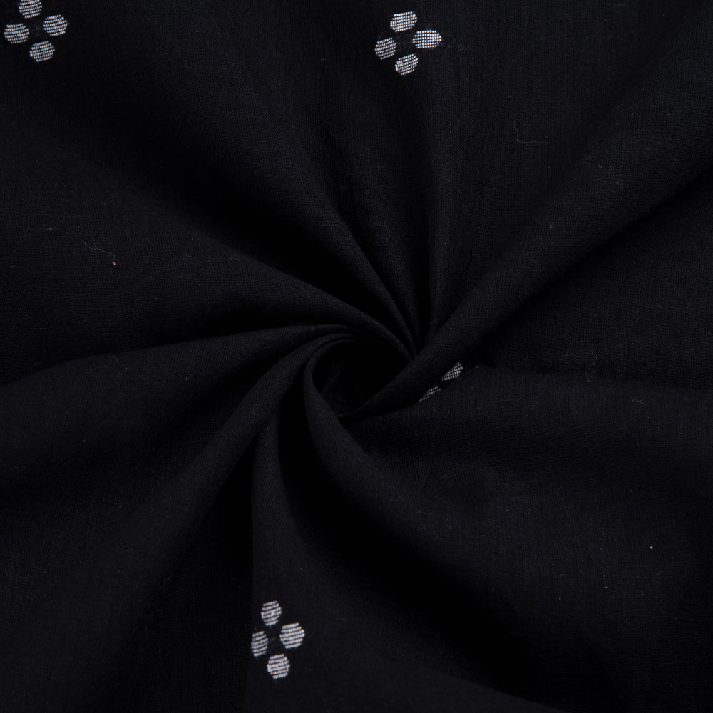 Geometric Black Jamdani Pure Cotton 56 GSM Handwoven Fabric