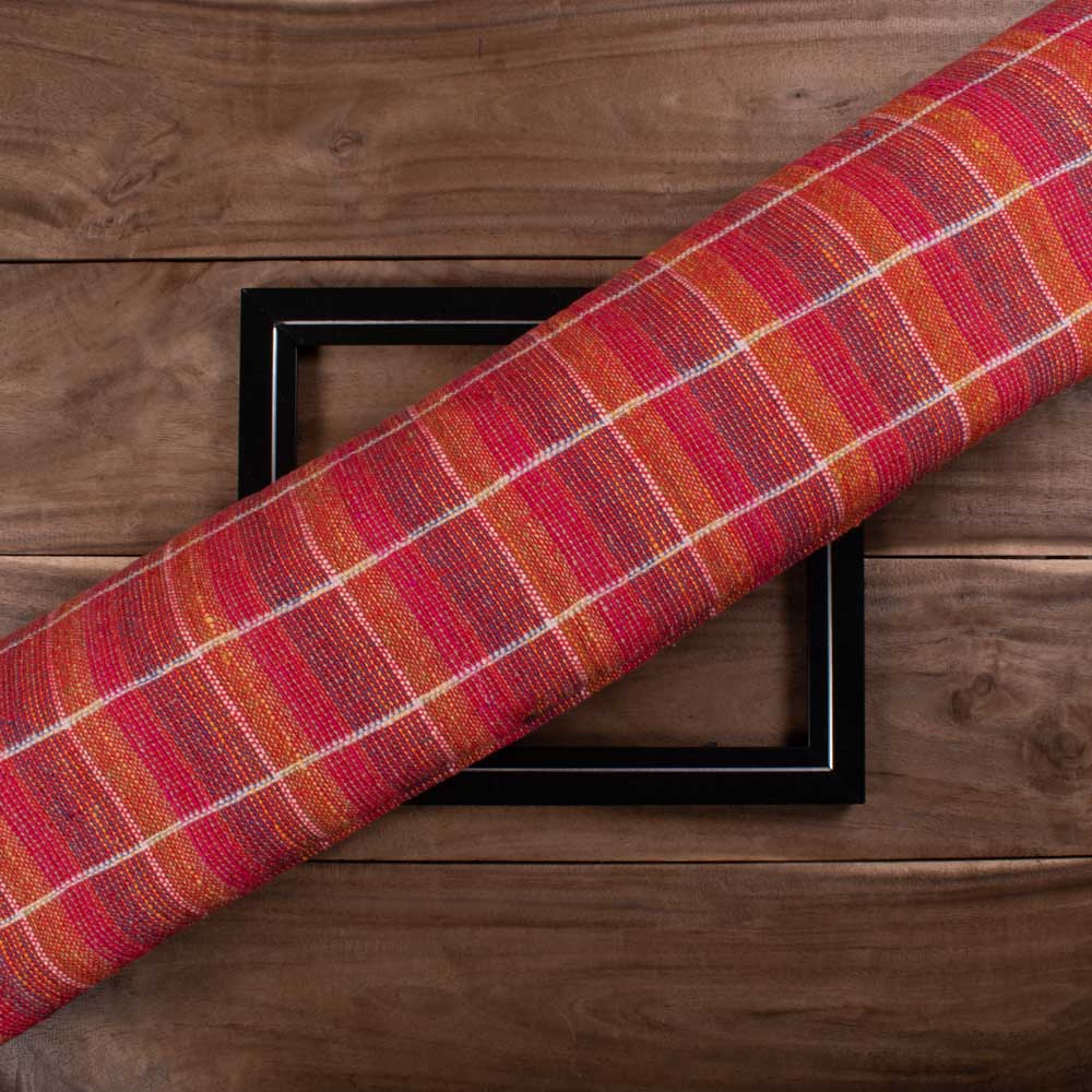 Multicolour Check Pure Khadi 260 GSM Handwoven Fabric 795