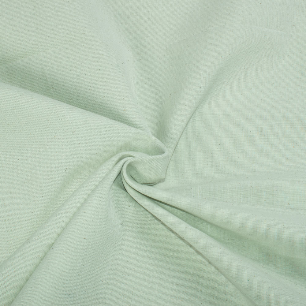 Chambray Light Green Khadi Cotton 125 GSM Handwoven Fabric