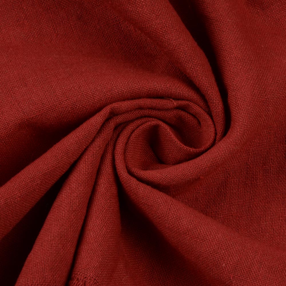 Plain Red Khadi 122 GSM Fabric - Handspun & Handwoven