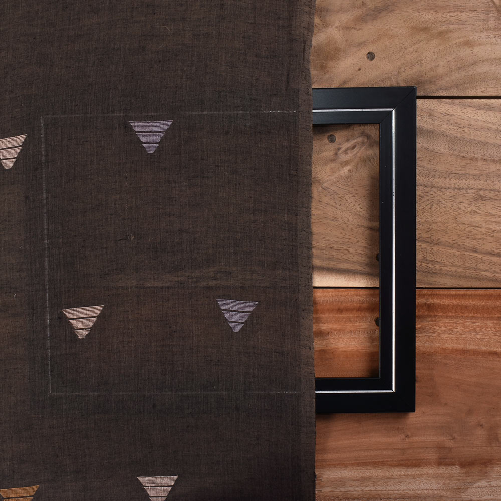 GEOMETRIC BROWN JAMDANI PURE COTTON HANDWOVEN 62 GSM FABRIC