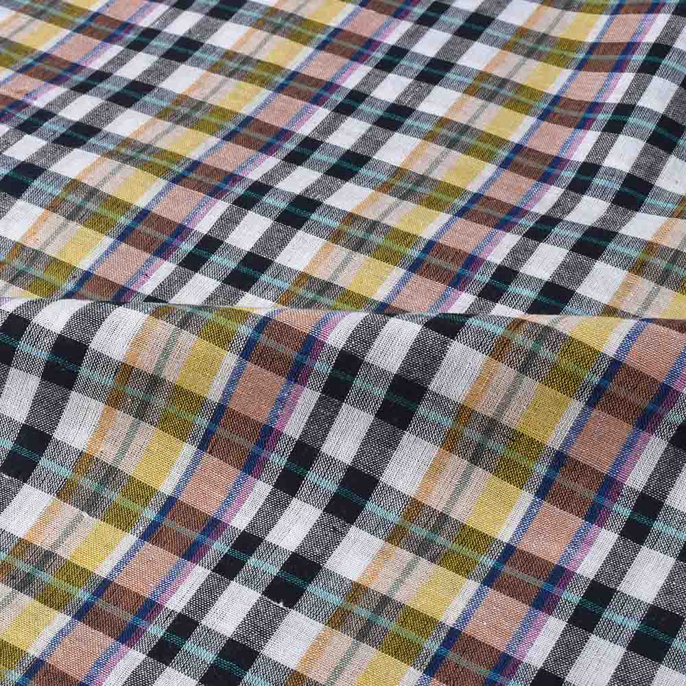 CHECK MULTICOLOUR PURE COTTON 92 GSM HANDWOVEN FABRIC