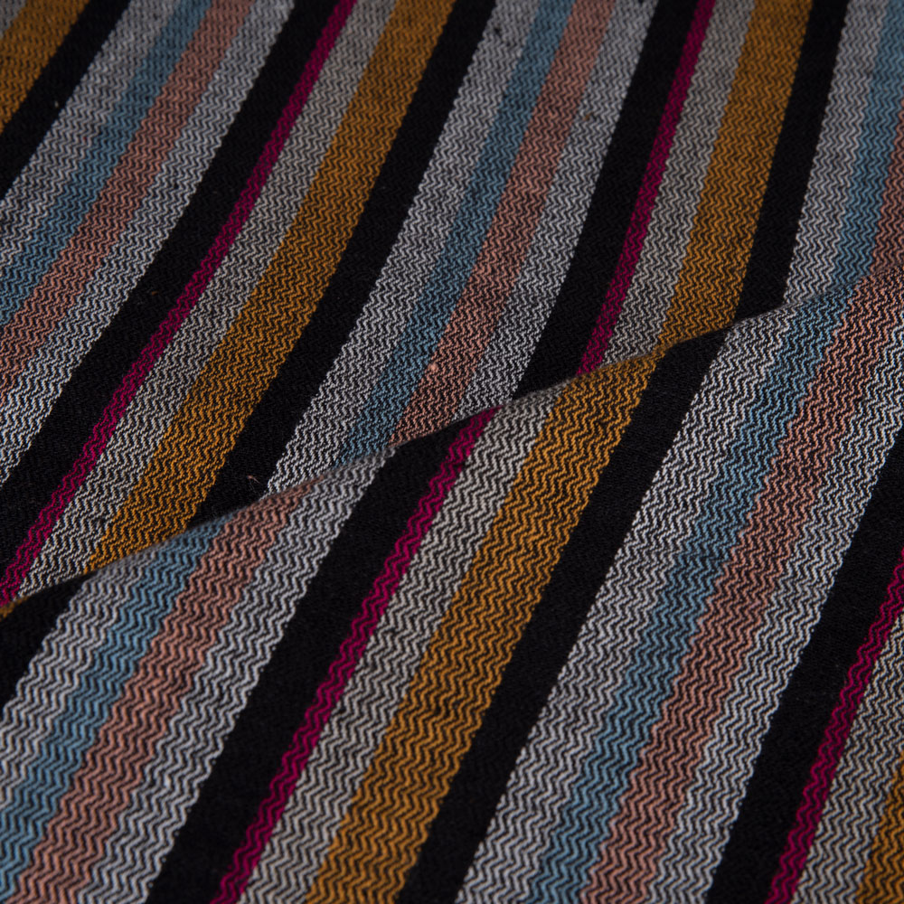 STRIPE HERRINGBONE TWILL MULTICOLOUR KHADI COTTON 100 GSM HANDWOVEN FABRIC