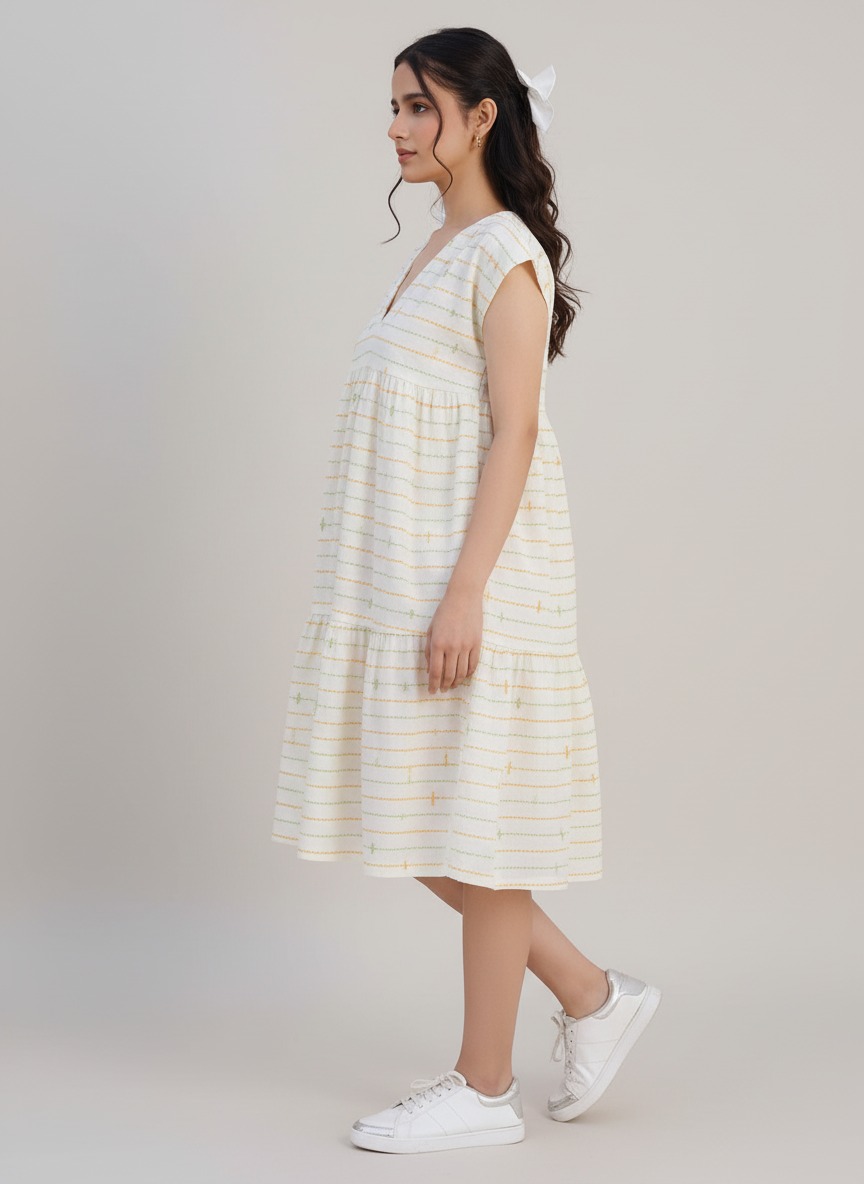 V- neck Layered Dress
