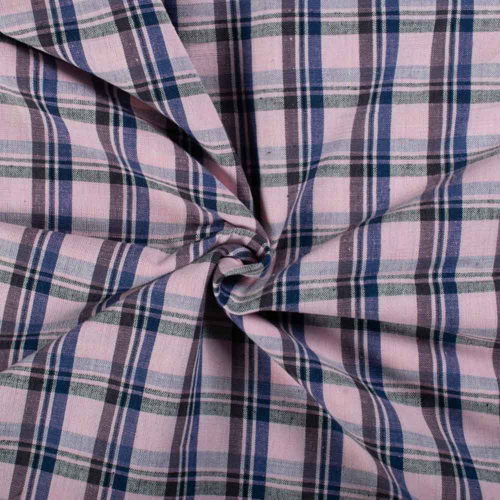 Check Multicolour Cotton Khadi 140 GSM Handwoven Fabric 752