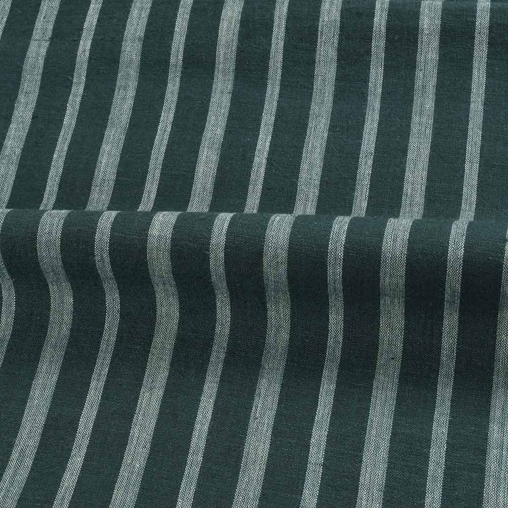 STRIPE DARK TEAL PURE COTTON 105 GSM HANDWOVEN FABRIC