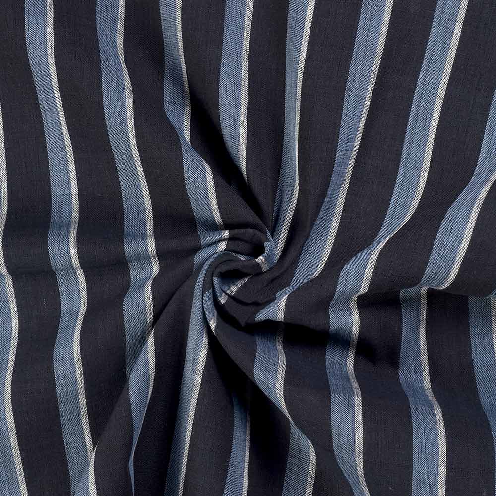 Stripe Blue & Black Pure Cotton 98 GSM Handwoven Fabric