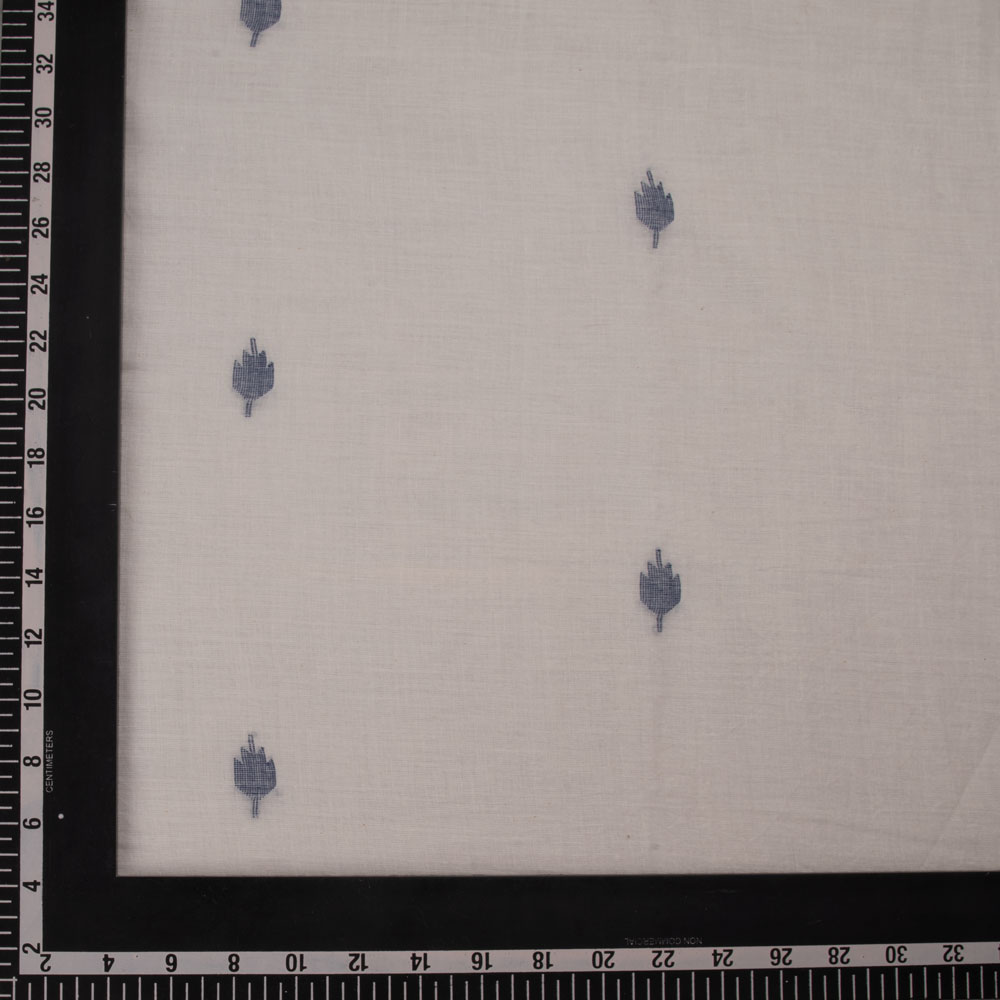 GEOMETRIC WHITE JAMDANI PURE COTTON 56 GSM HANDWOVEN FABRIC 189