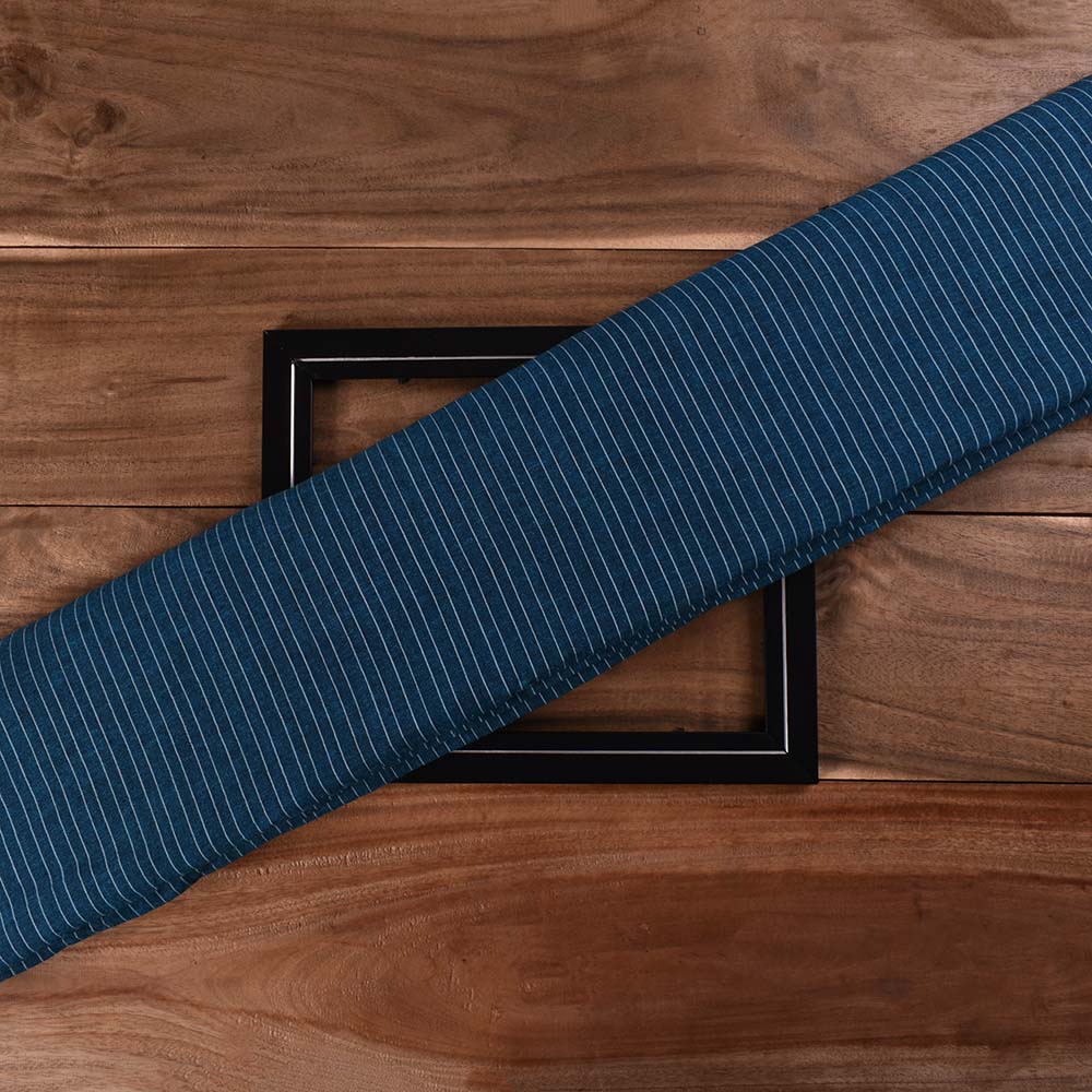 Stripe Turquoise Pure Cotton 110 GSM Handwoven Fabric