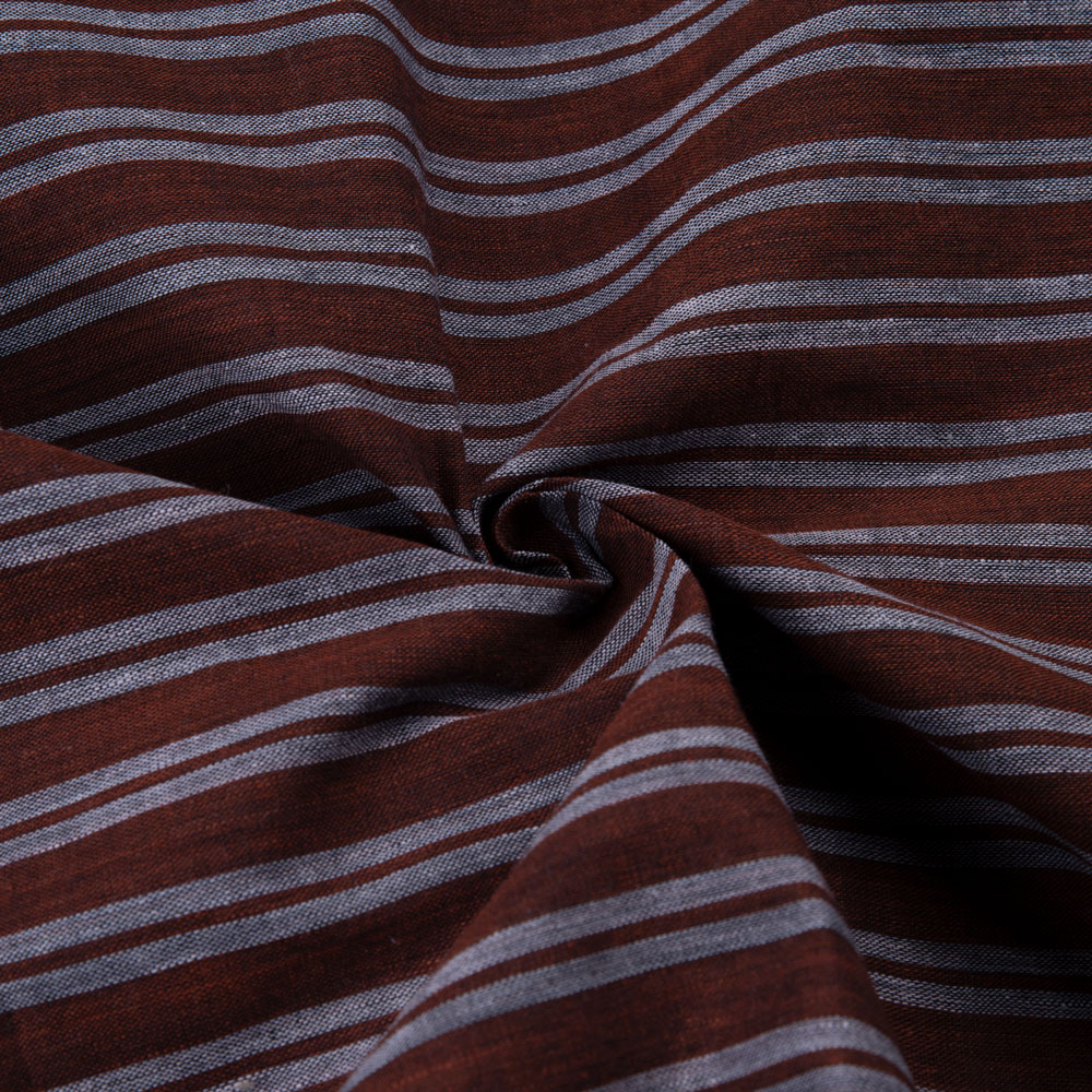 Stripe Brown Pure Cotton 103 GSM Handwoven Fabric