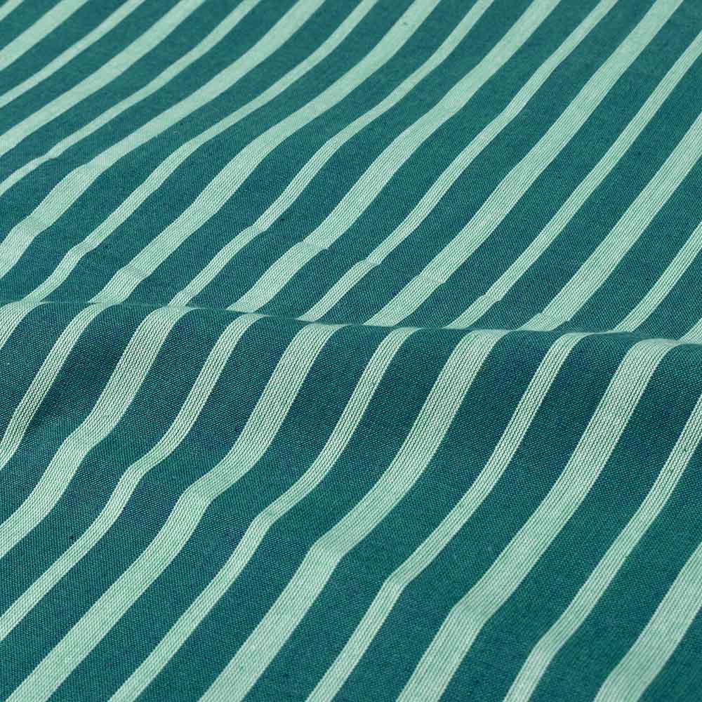 STRIPE GREEN PURE COTTON 100 GSM HANDWOVEN FABRIC 318