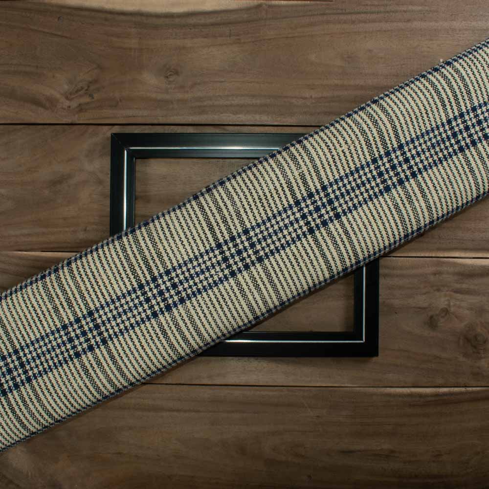 Check Cream Navy Pure Khadi 310 GSM Handwoven Fabric