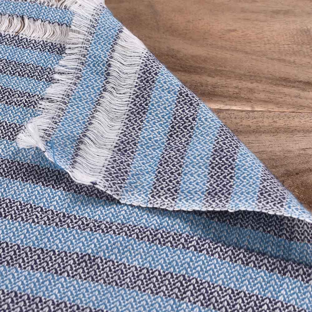 Herringbone petrol blue 100 gsm pure cotton handwoven fabric